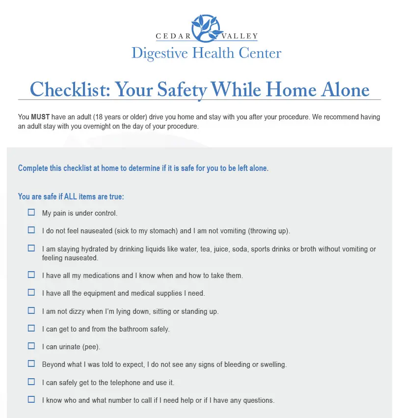 Colonoscopy Prep Instructions - Checlist