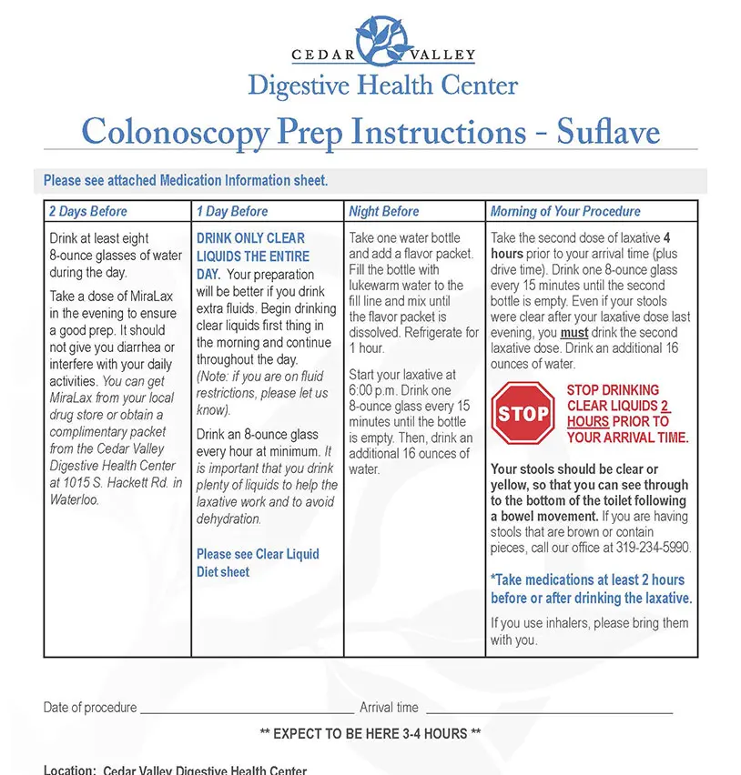 Colonoscopy Prep Instructions - Suflave