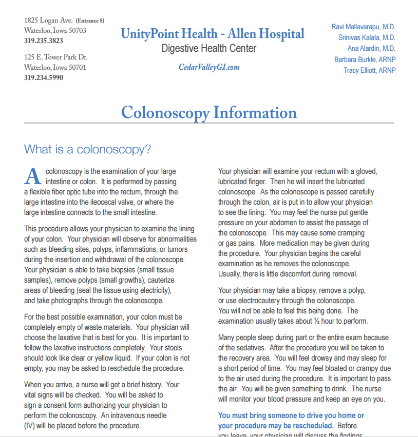 Colonoscopy Prep Instructions - Colonoscopy Information